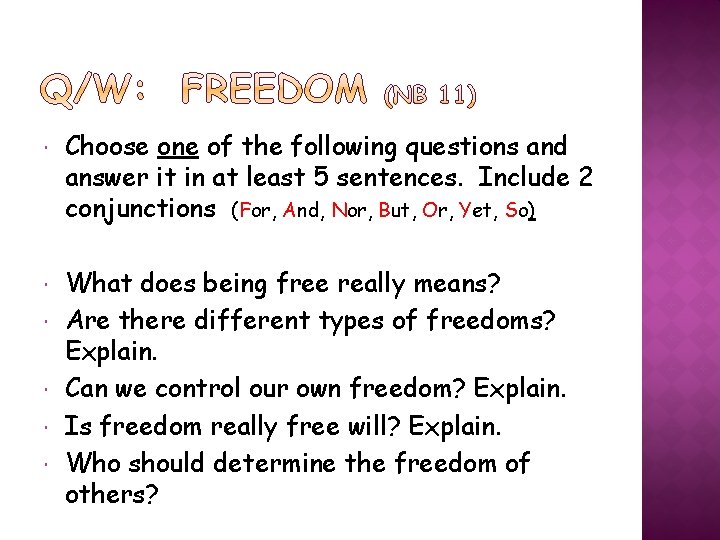  Choose one of the following questions and answer it in at least 5