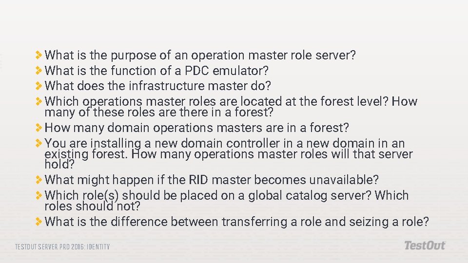 What is the purpose of an operation master role server? What is the function