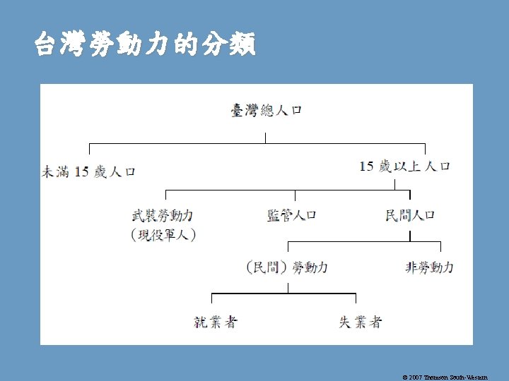 台灣勞動力的分類 © 2007 Thomson South-Western 