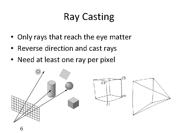 Ray Casting • Only rays that reach the eye matter • Reverse direction and