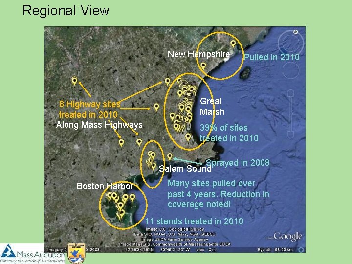 Regional View New Hampshire 8 Highway sites treated in 2010 Along Mass Highways Pulled