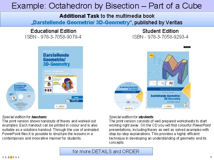 Example: Octahedron by Bisection – Part of a Cube Additional Task to the multimedia