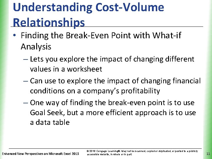 Understanding Cost-Volume Relationships XP • Finding the Break-Even Point with What-if Analysis – Lets