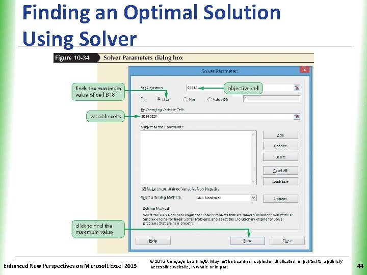 Finding an Optimal Solution Using Solver Enhanced New Perspectives on Microsoft Excel 2013 XP