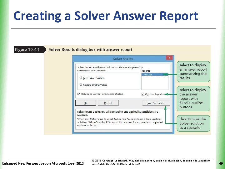 Creating a Solver Answer Report Enhanced New Perspectives on Microsoft Excel 2013 XP ©