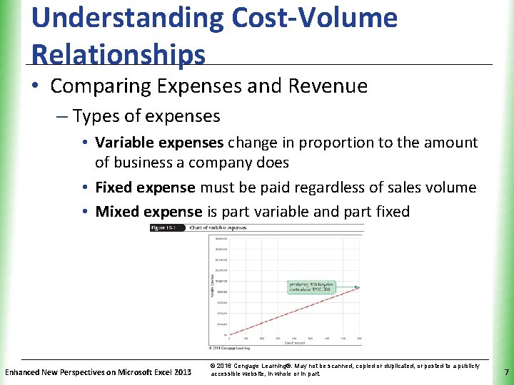 Understanding Cost-Volume Relationships XP • Comparing Expenses and Revenue – Types of expenses •