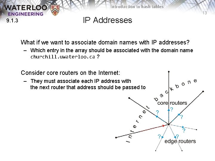 Introduction to hash tables 13 9. 1. 3 IP Addresses What if we want