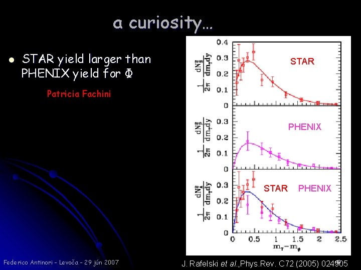 a curiosity… l STAR yield larger than PHENIX yield for Φ STAR Patricia Fachini