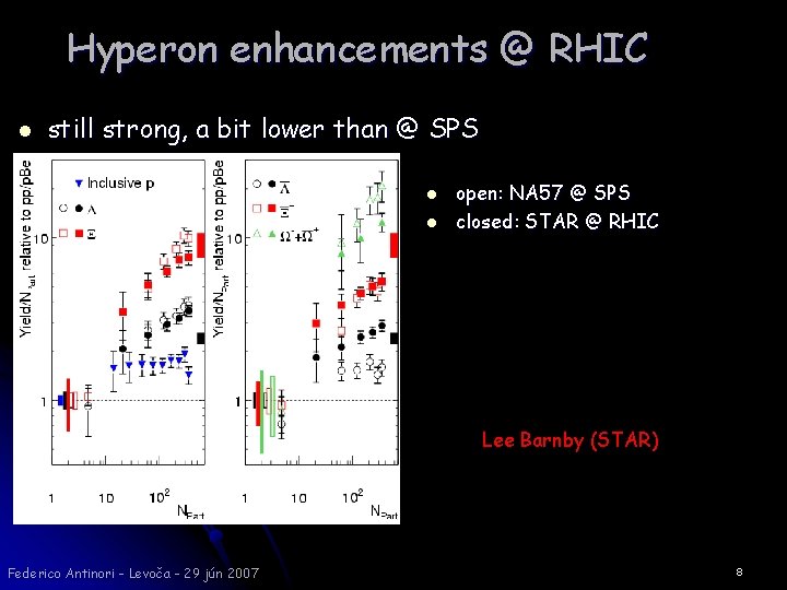 Hyperon enhancements @ RHIC l still strong, a bit lower than @ SPS l