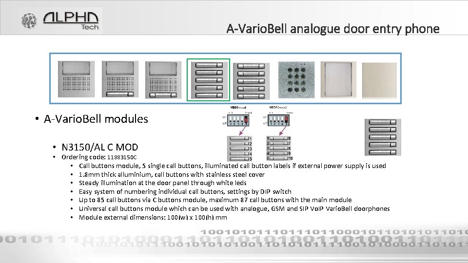 A-Vario. Bell analogue door entry phone • A-Vario. Bell modules • N 3150/AL C