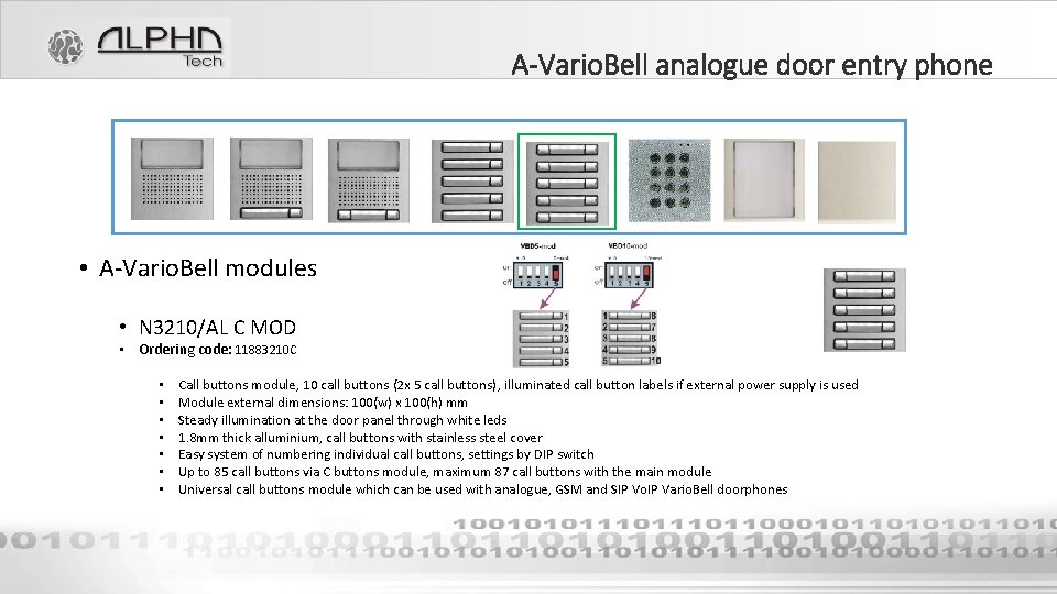 A-Vario. Bell analogue door entry phone • A-Vario. Bell modules • N 3210/AL C