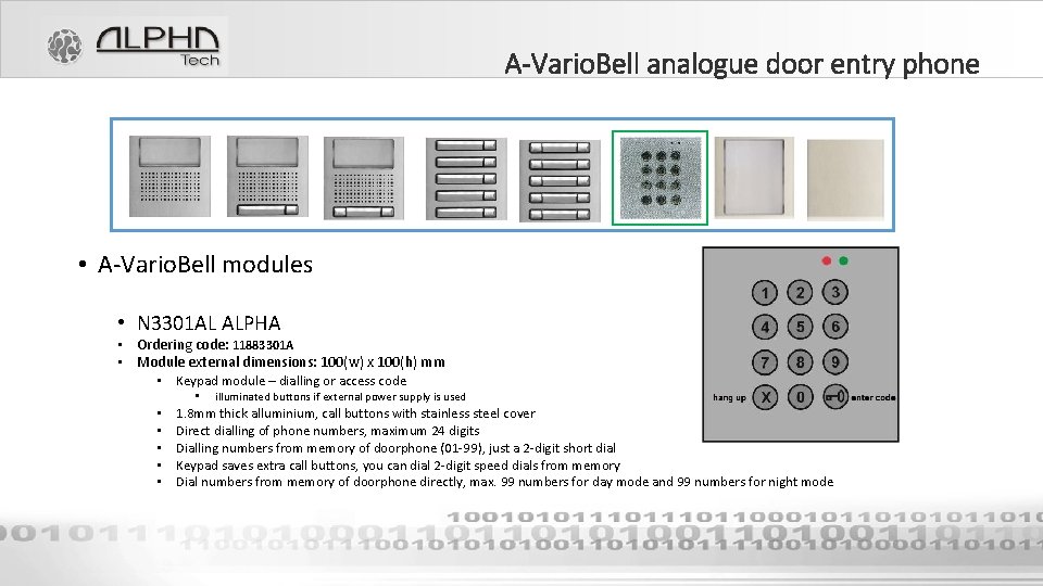 A-Vario. Bell analogue door entry phone • A-Vario. Bell modules • N 3301 AL