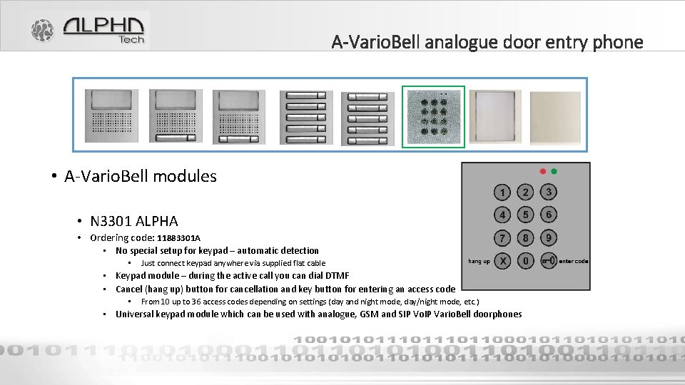 A-Vario. Bell analogue door entry phone • A-Vario. Bell modules • N 3301 ALPHA
