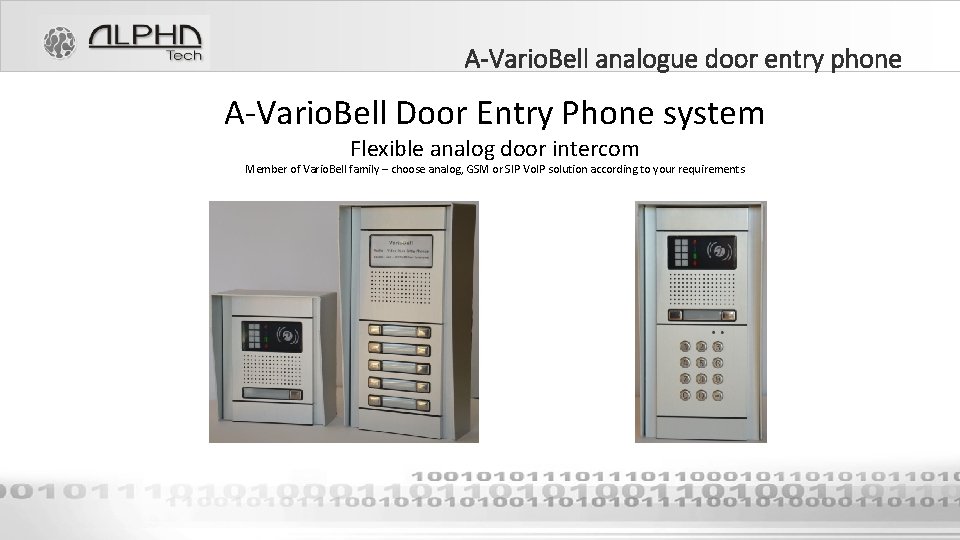A-Vario. Bell analogue door entry phone A-Vario. Bell Door Entry Phone system Flexible analog