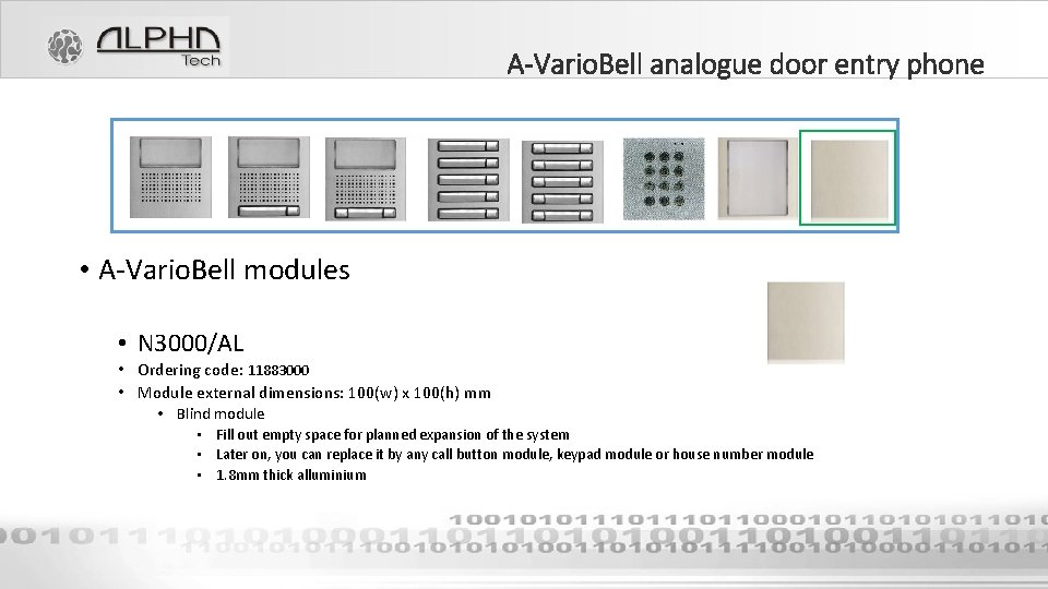 A-Vario. Bell analogue door entry phone • A-Vario. Bell modules • N 3000/AL •