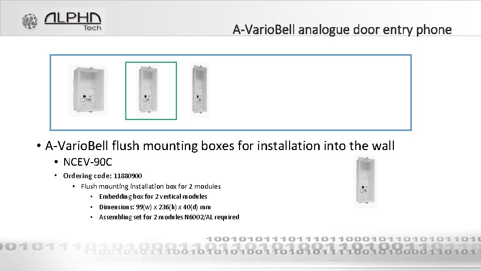 A-Vario. Bell analogue door entry phone • A-Vario. Bell flush mounting boxes for installation