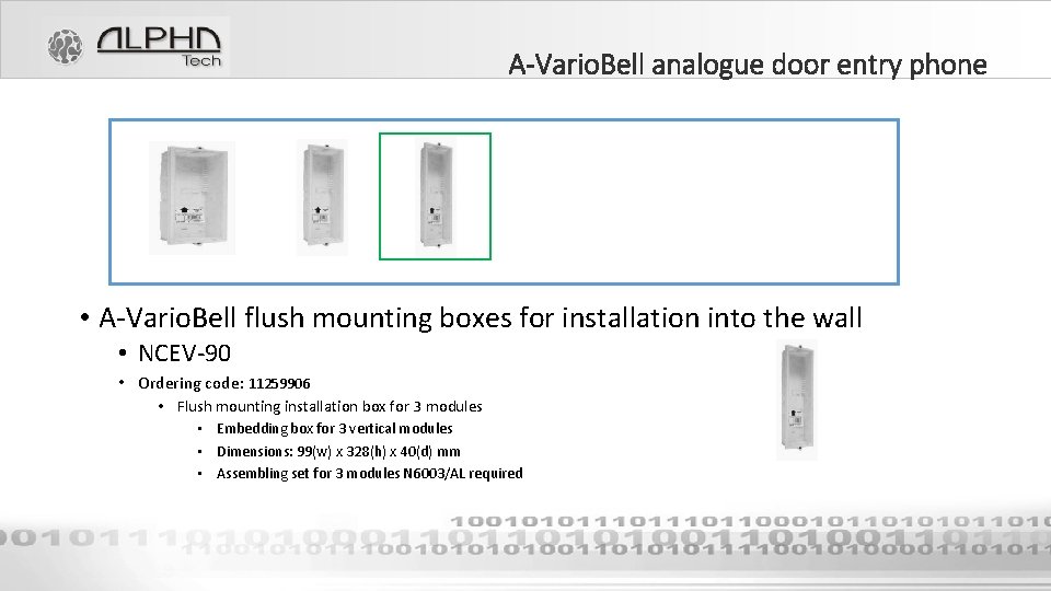 A-Vario. Bell analogue door entry phone • A-Vario. Bell flush mounting boxes for installation