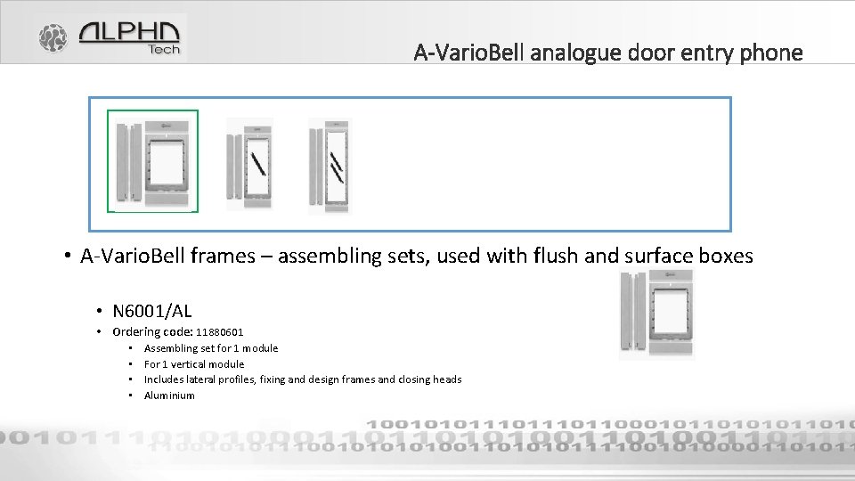 A-Vario. Bell analogue door entry phone • A-Vario. Bell frames – assembling sets, used