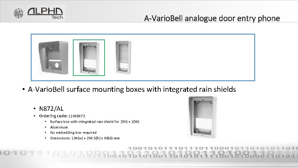A-Vario. Bell analogue door entry phone • A-Vario. Bell surface mounting boxes with integrated
