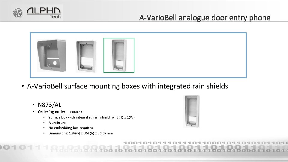 A-Vario. Bell analogue door entry phone • A-Vario. Bell surface mounting boxes with integrated