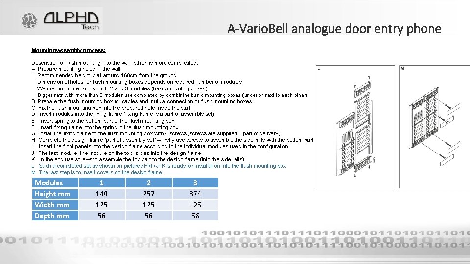 A-Vario. Bell analogue door entry phone Mounting/assembly process: Description of flush mounting into the