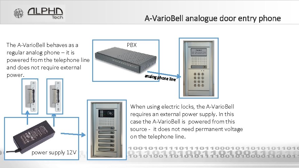 A-Vario. Bell analogue door entry phone The A-Vario. Bell behaves as a regular analog