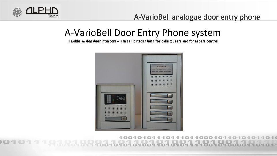 A-Vario. Bell analogue door entry phone A-Vario. Bell Door Entry Phone system Flexible analog