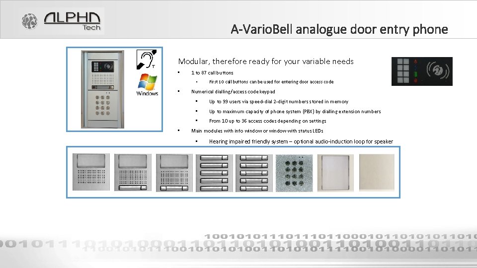 A-Vario. Bell analogue door entry phone Modular, therefore ready for your variable needs •