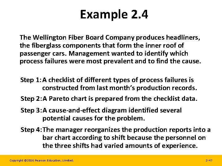 Example 2. 4 The Wellington Fiber Board Company produces headliners, the fiberglass components that