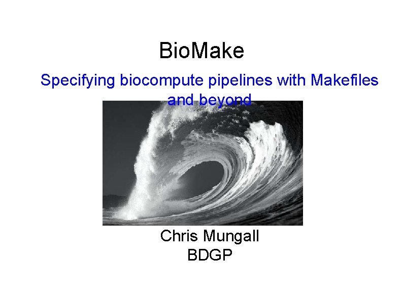 Bio. Make Specifying biocompute pipelines with Makefiles and beyond Chris Mungall BDGP 