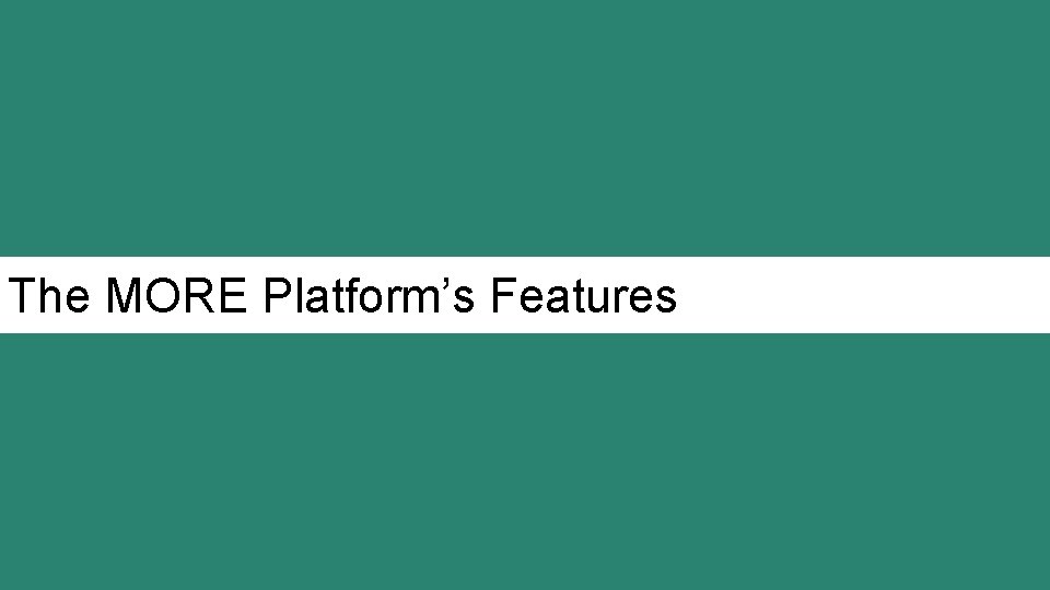 The MORE Platform’s Features 