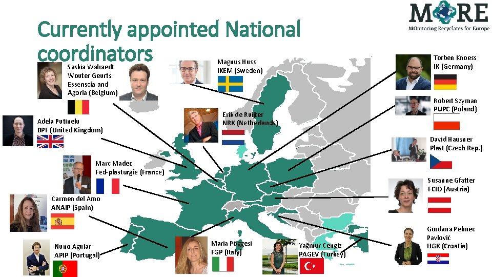 Currently appointed National coordinators Saskia Walraedt Wouter Geurts Essenscia and Agoria (Belgium) Adela Putinelu