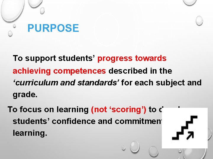 PURPOSE To support students’ progress towards achieving competences described in the ‘curriculum and standards’