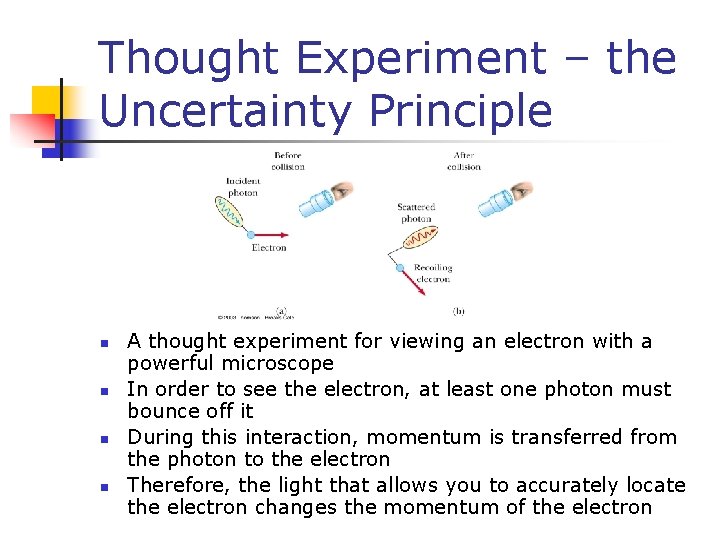 Thought Experiment – the Uncertainty Principle n n A thought experiment for viewing an