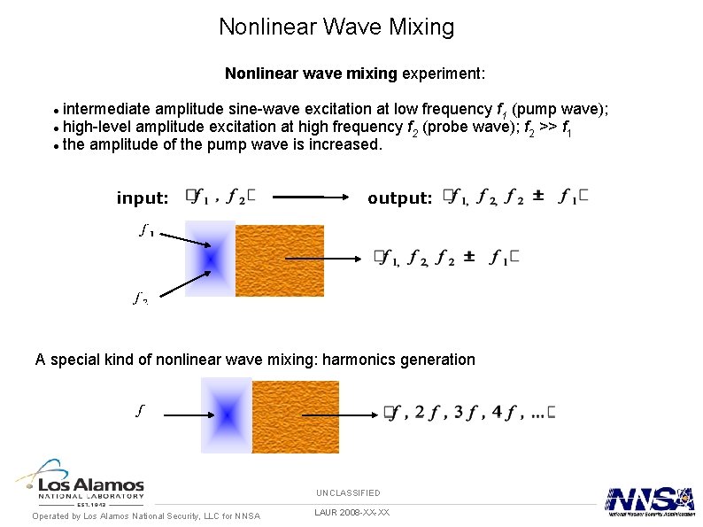 Nonlinear Wave Mixing Nonlinear wave mixing experiment: intermediate amplitude sine-wave excitation at low frequency