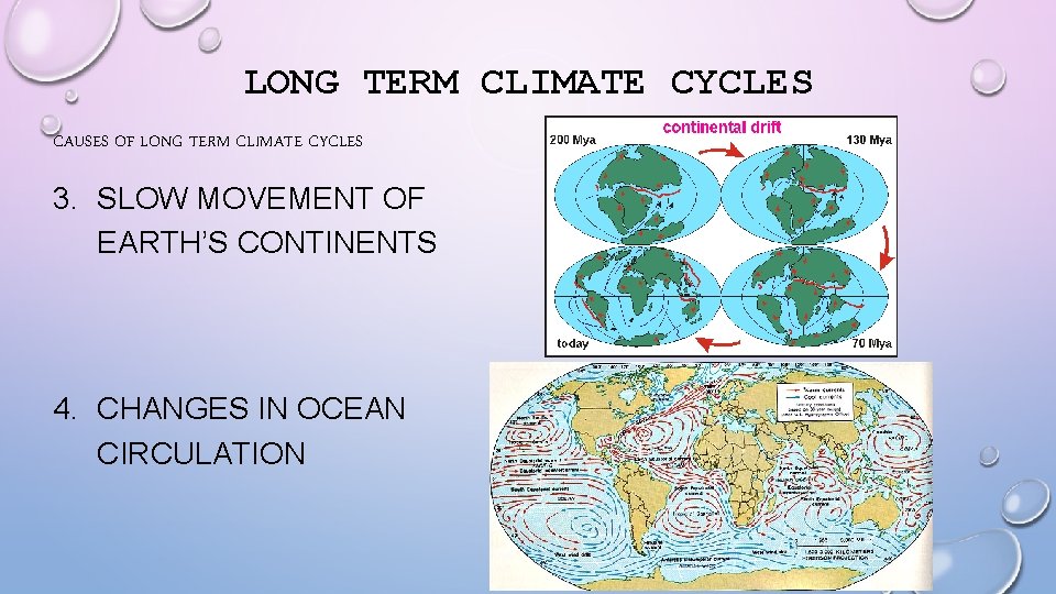 LONG TERM CLIMATE CYCLES CAUSES OF LONG TERM CLIMATE CYCLES 3. SLOW MOVEMENT OF