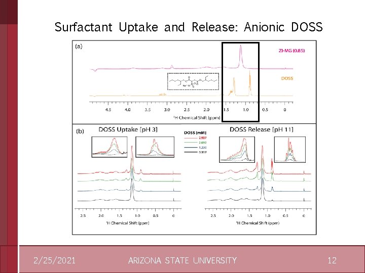 Surfactant Uptake and Release: Anionic DOSS 2/25/2021 ARIZONA STATE UNIVERSITY 12 