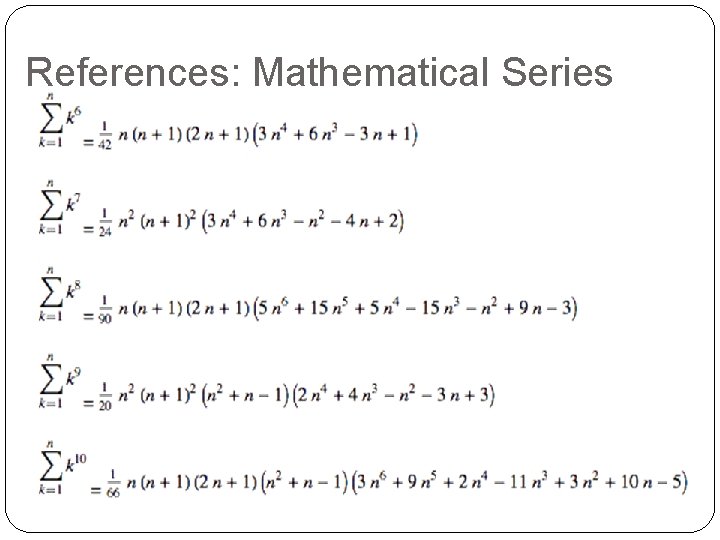 References: Mathematical Series 