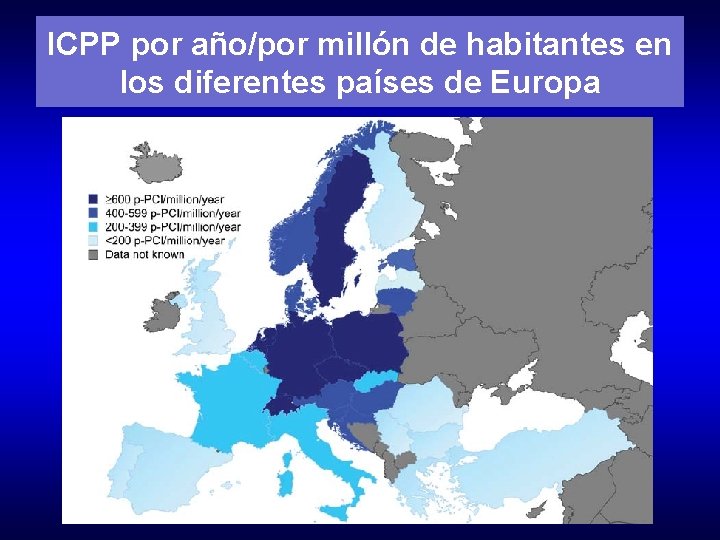 ICPP por año/por millón de habitantes en los diferentes países de Europa 