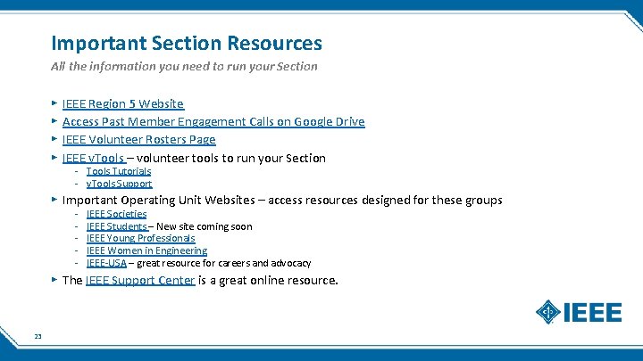 Important Section Resources All the information you need to run your Section ▸ ▸