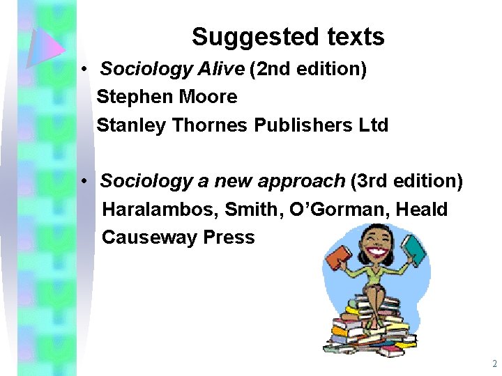 Suggested texts • Sociology Alive (2 nd edition) Stephen Moore Stanley Thornes Publishers Ltd