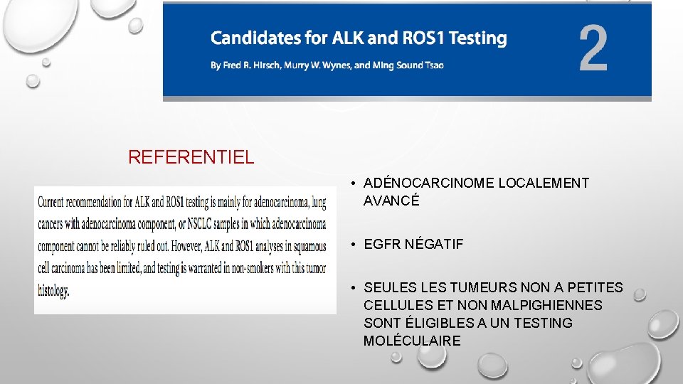 REFERENTIEL • ADÉNOCARCINOME LOCALEMENT AVANCÉ • EGFR NÉGATIF • SEULES TUMEURS NON A PETITES