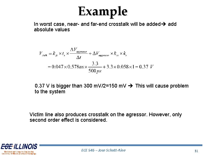 Example In worst case, near- and far-end crosstalk will be added add absolute values