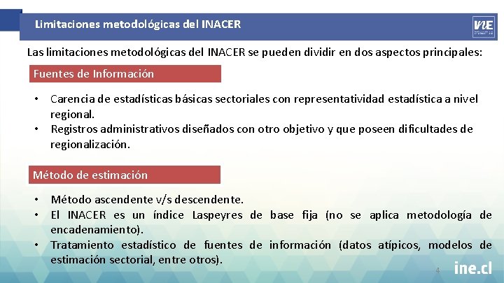 Limitaciones metodológicas del INACER Las limitaciones metodológicas del INACER se pueden dividir en dos