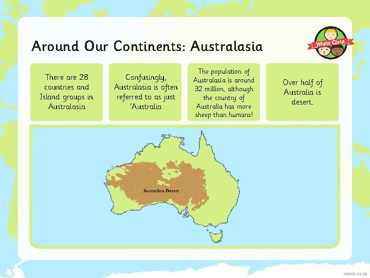 Around Our Continents: Australasia There are 28 countries and Island groups in Australasia Confusingly,