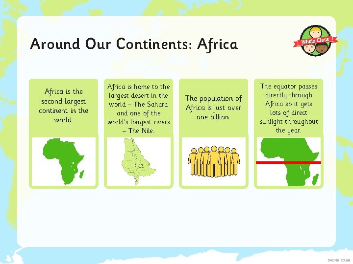 Around Our Continents: Africa is the second largest continent in the world. Africa is