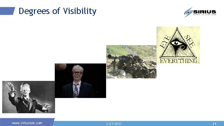 Degrees of Visibility www. siriuscom. com 2/25/2021 24 