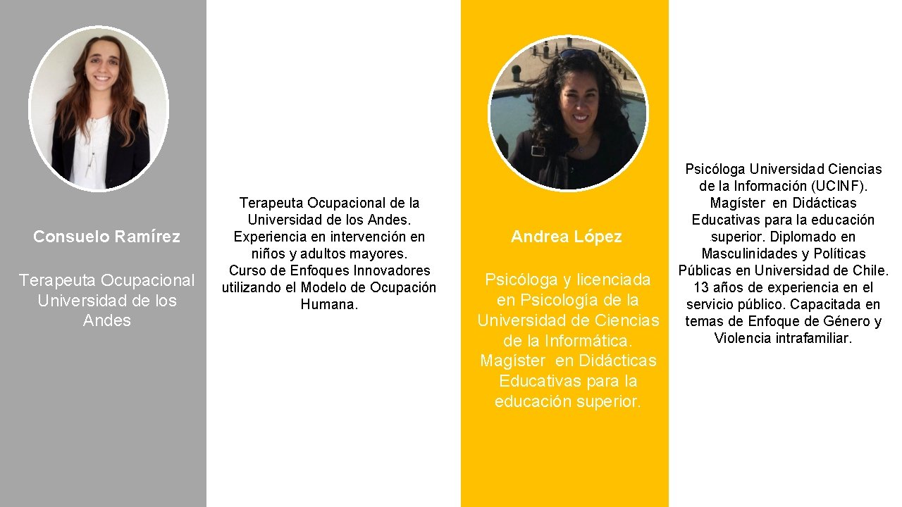 Consuelo Ramírez Terapeuta Ocupacional Universidad de los Andes Terapeuta Ocupacional de la Universidad de