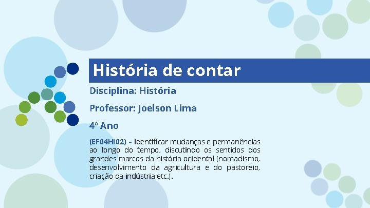 História de contar Disciplina: História Professor: Joelson Lima 4º Ano (EF 04 HI 02)