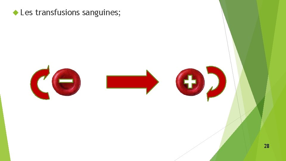  Les transfusions sanguines; B A 28 